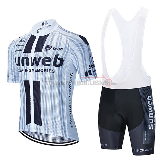 Abbigliamento Ciclismo Sunweb Manica Corta 2020 Bianco Nero